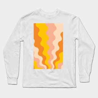 Retro groovy lines Seamless Pattern Yellow, Orange and Pink Long Sleeve T-Shirt